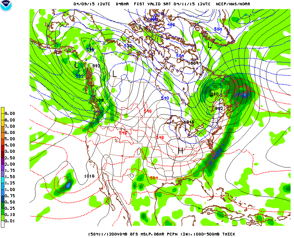 GFS prediction for Saturday 8AM